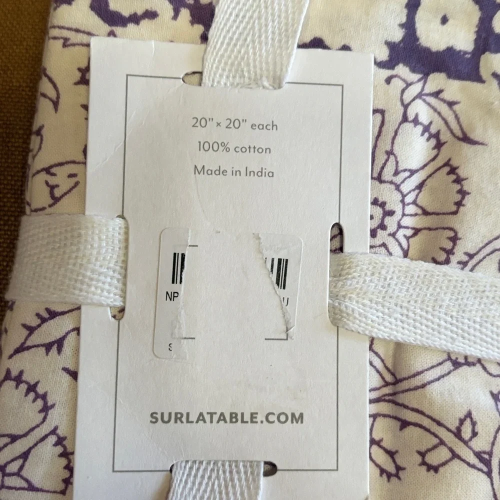 Sur La Table Block Print Napkins - Set of 4 - New